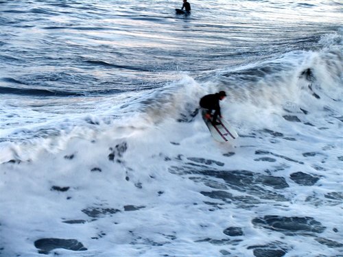 Shorebreak under the Santa Cruz wharf