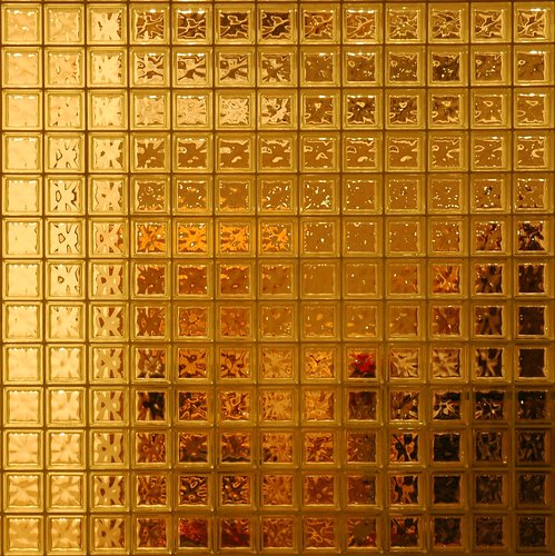 Glass block wall at Getty Center