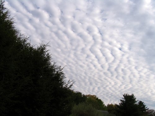 Clouds in the sky late this afternoon