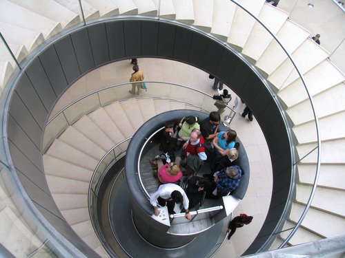 Spiral Staircase at the Louvre Entrance
