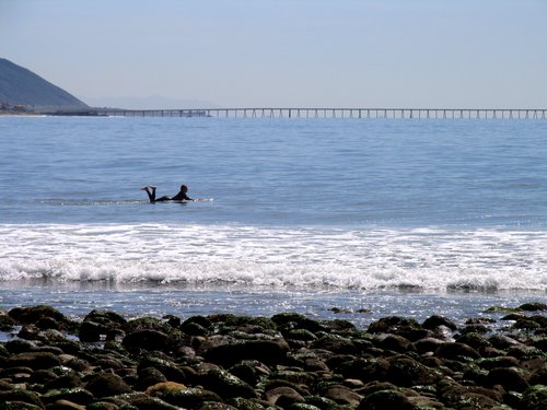 Paddling out at Rincon
