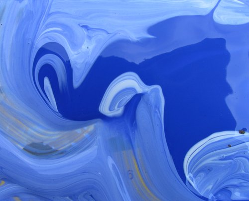 'Blue and White Paint' (mixing on a yellow cardboard box)