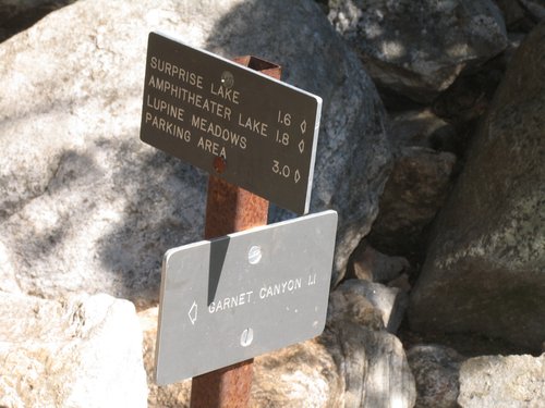 Amphitheater Lake Trail Sign
